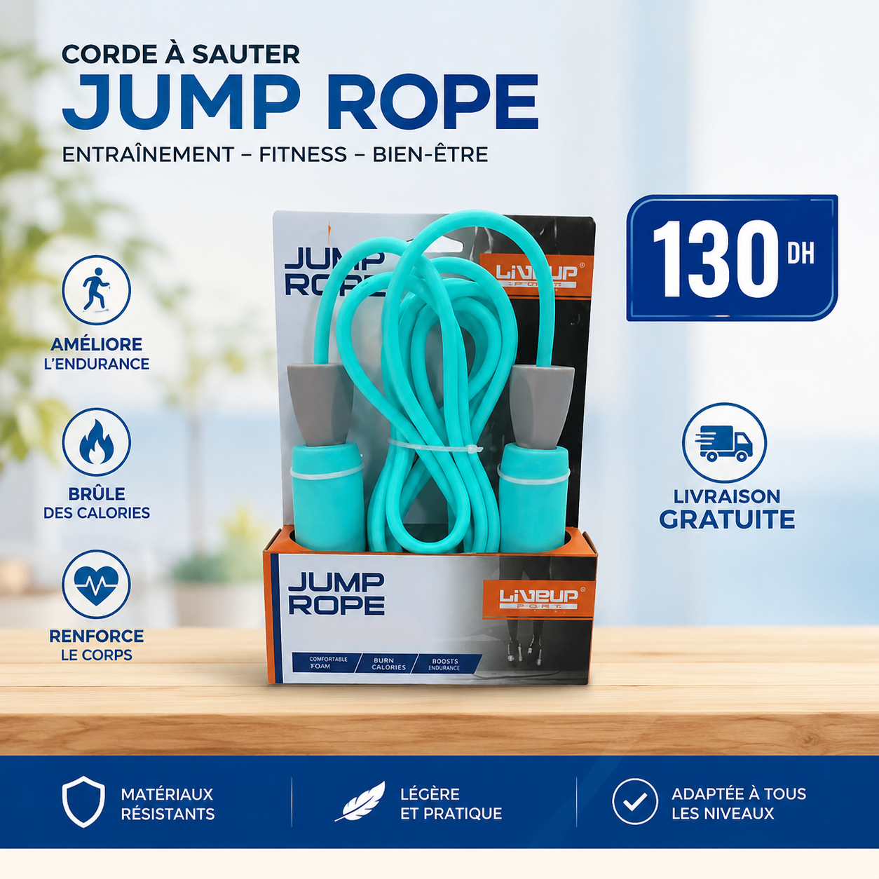 💪 JUMP ROPE PRO LIVEUP SPORTS – Corde à sauter premium