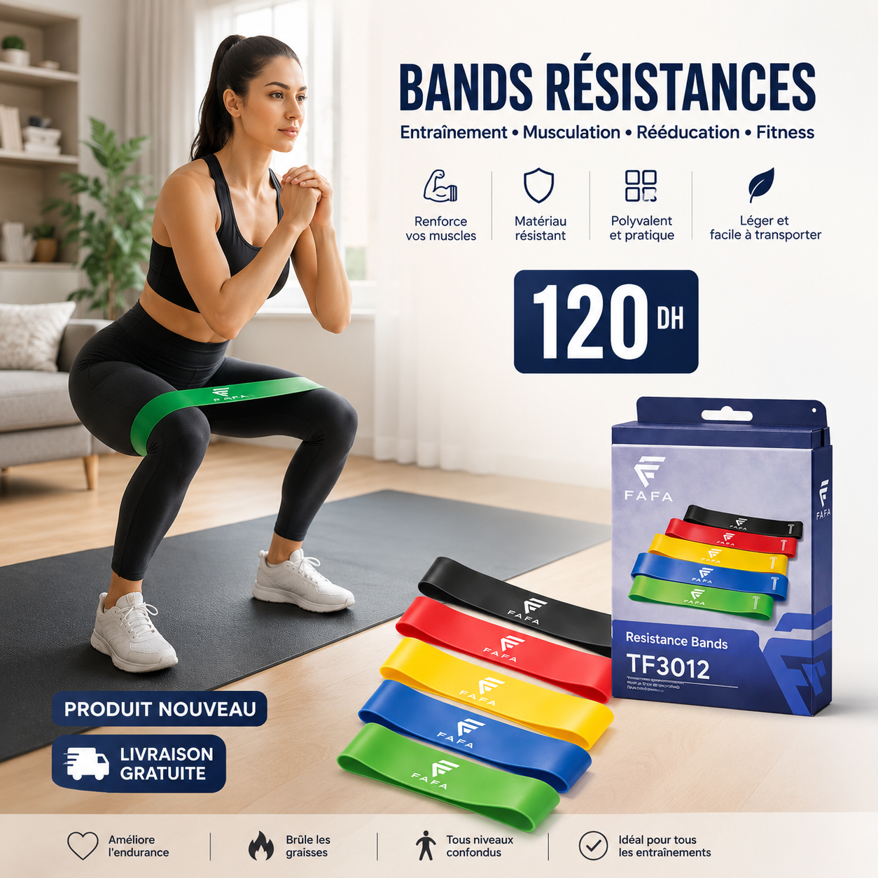 Resistance Bands 5 Niveaux – تمرين كامل فدارك