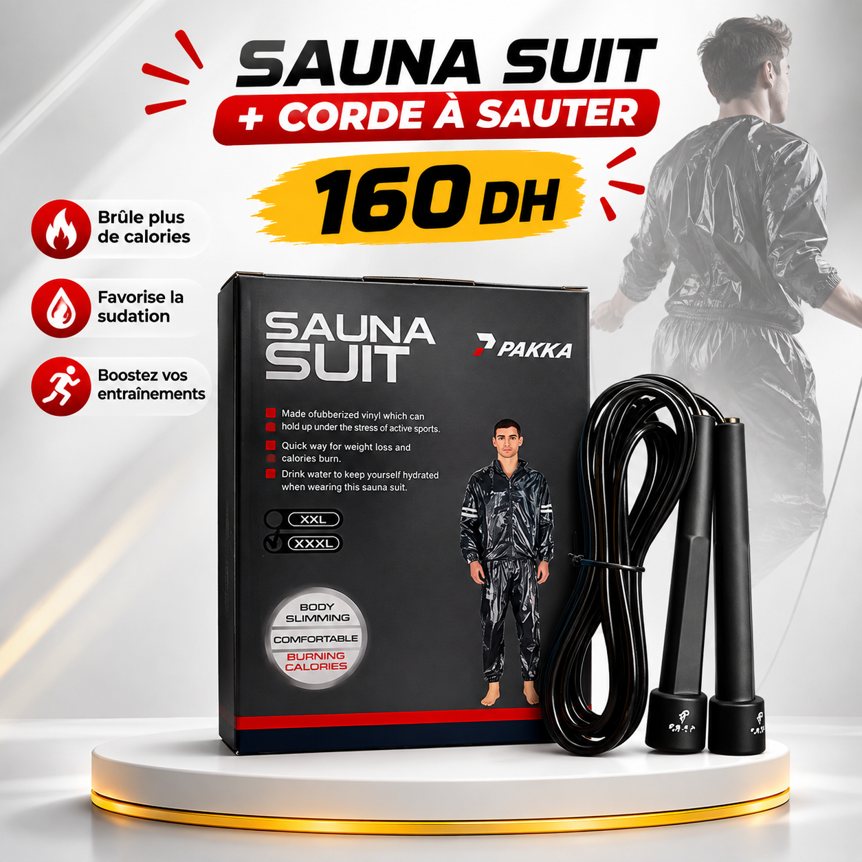 Pack Sauna Suit + Corde à Sauter | Brûlez Plus de Calories – 160 DH